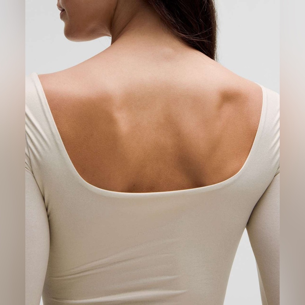 NWT- Lululemon Wundermost Ultra-Soft Nulu Square-Neck Long-Sleeve Bodysuit Shine - Picture 5 of 16